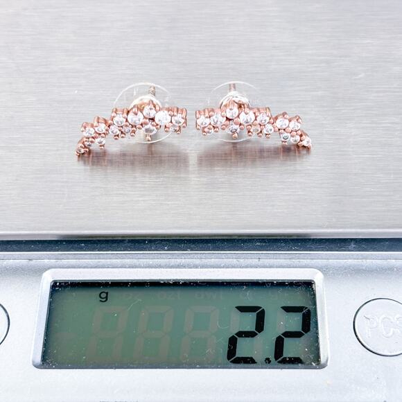 Vintage Sterling Silver 925 Rose Gold Tone Cubic Zirconia Earrings - Picture 3 of 7